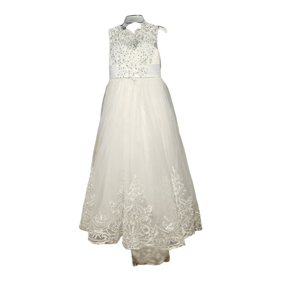 Flower Girl Dress Size 9 White - Picture 1 of 11